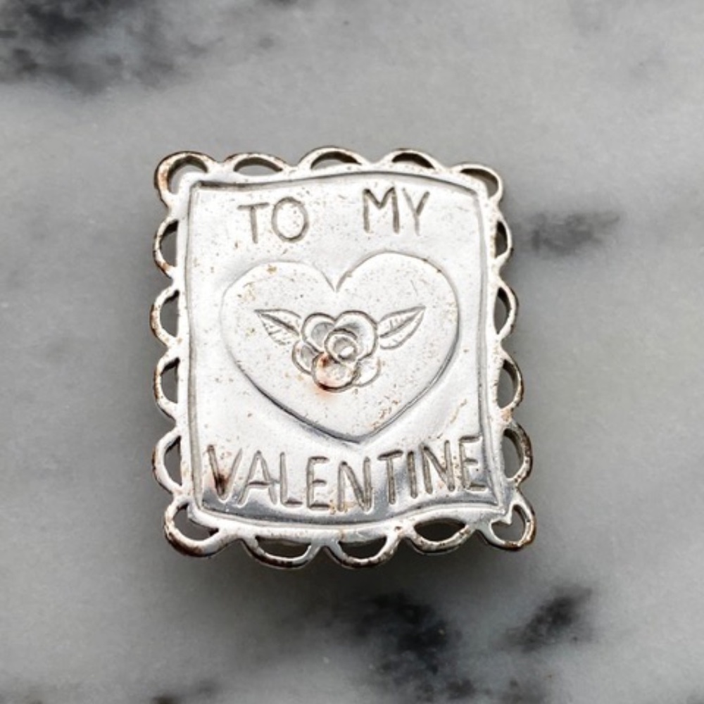 Vintage Solid Sterling Silver Heart Pin Brooch